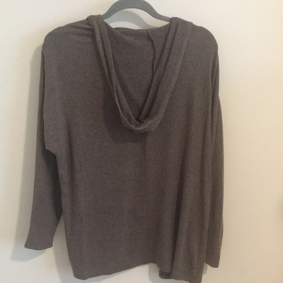 Mauve and Gray Colored Hooded Open Front Sweater - Picture 2 of 5